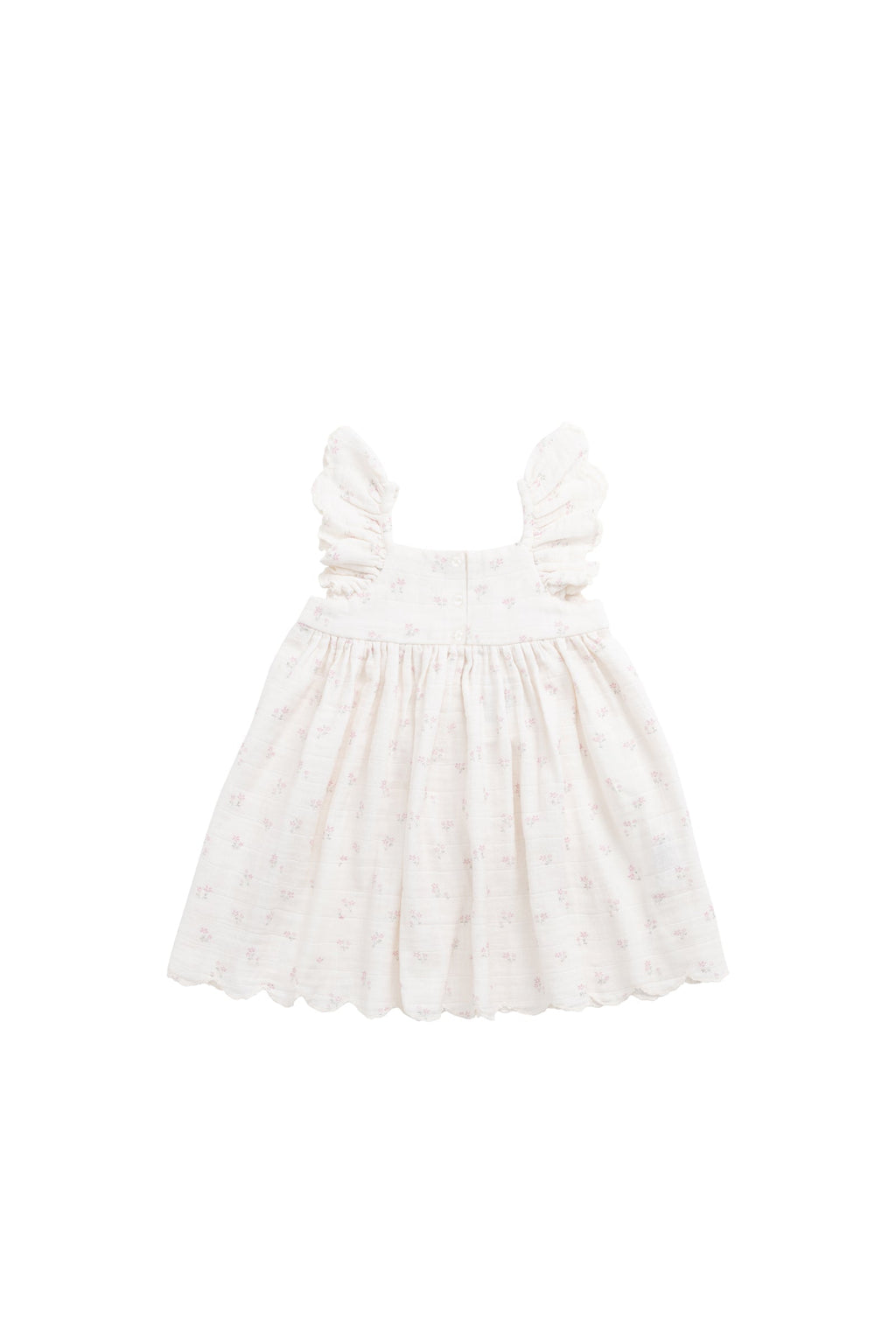Robe en mousseline de coton biologique rose rêveur avec détails smockés pour bébés et petites filles de 6 mois à 4 ans