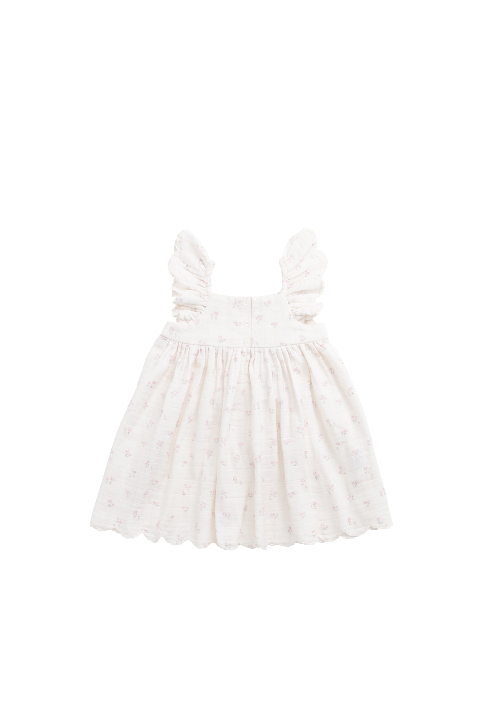 Robe en mousseline de coton biologique rose rêveur avec détails smockés pour bébés et petites filles de 6 mois à 4 ans