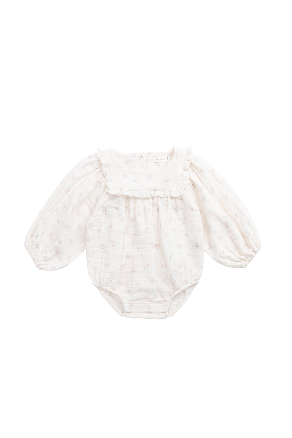 Barboteuse en mousseline de coton biologique rose uni à pois avec fermeture par boutons-pression pour fillettes de 2 à 3 ans