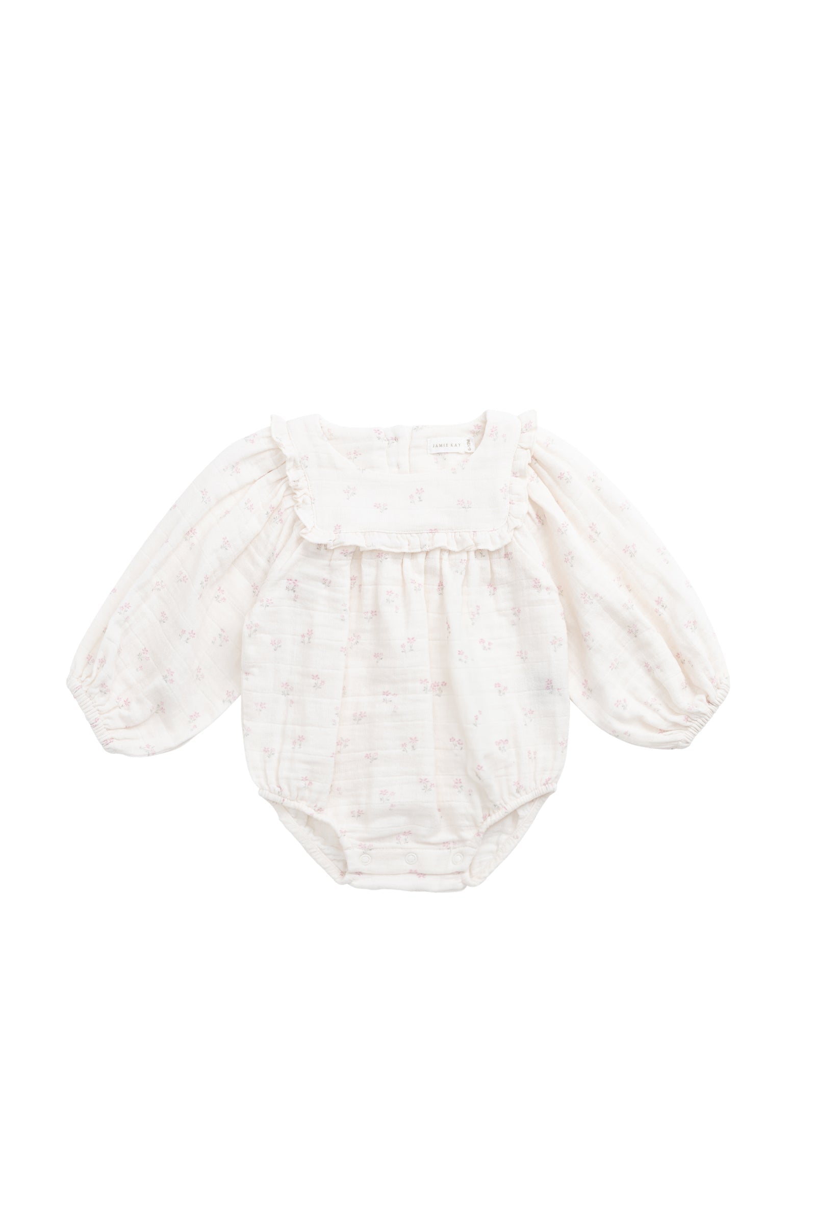 Barboteuse en mousseline de coton biologique rose uni à pois avec fermeture par boutons-pression pour fillettes de 2 à 3 ans