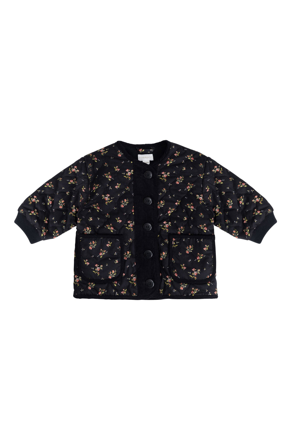 Veste en coton à motif floral noir romantique avec boutonnage sur le devant pour bébés et fillettes
