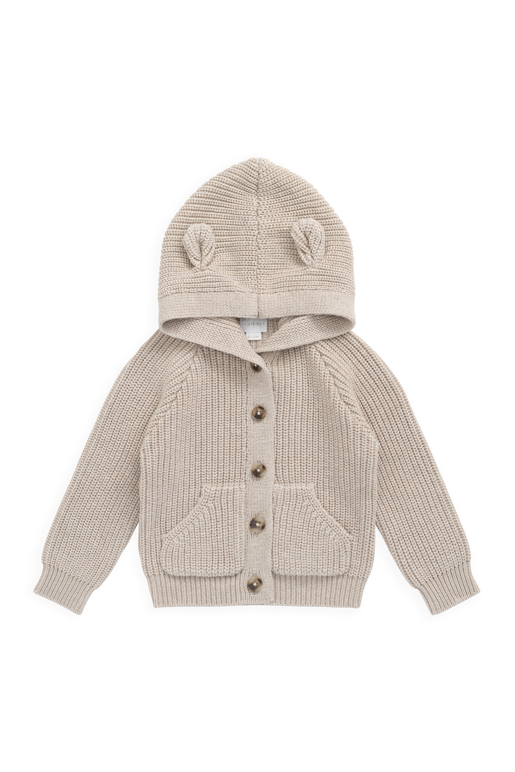 Gilet en Coton Tricoté Classique à Capuche et Boutonné en Avoine pour Bébés et Petits Garçons 0-5 Ans
