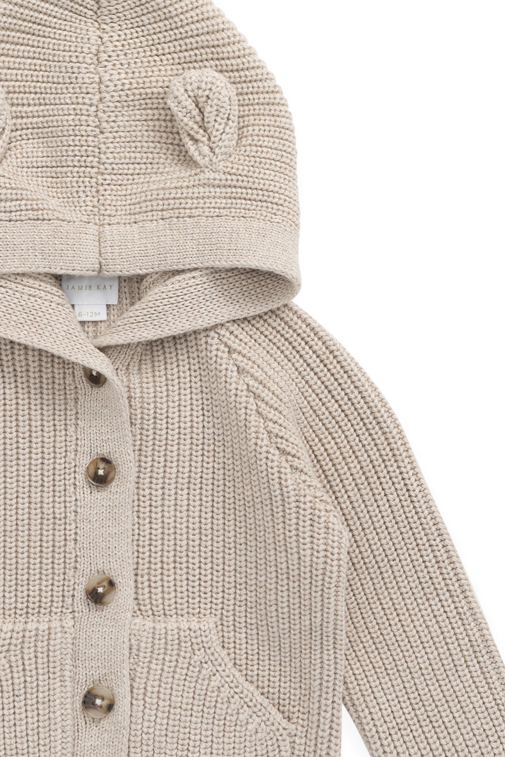Gilet en Coton Tricoté Classique à Capuche et Boutonné en Avoine pour Bébés et Petits Garçons 0-5 Ans