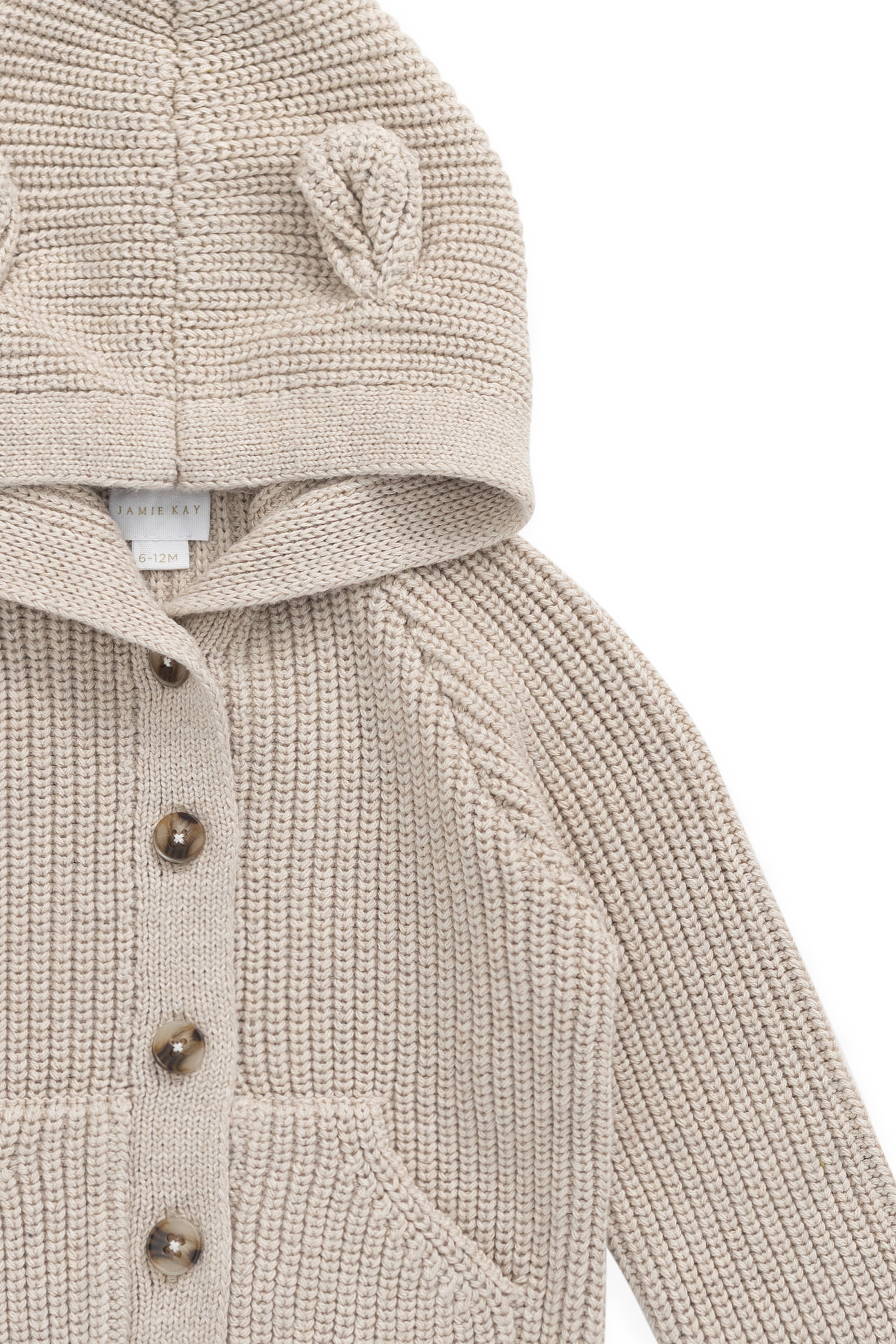 Gilet en Coton Tricoté Classique à Capuche et Boutonné en Avoine pour Bébés et Petits Garçons 0-5 Ans