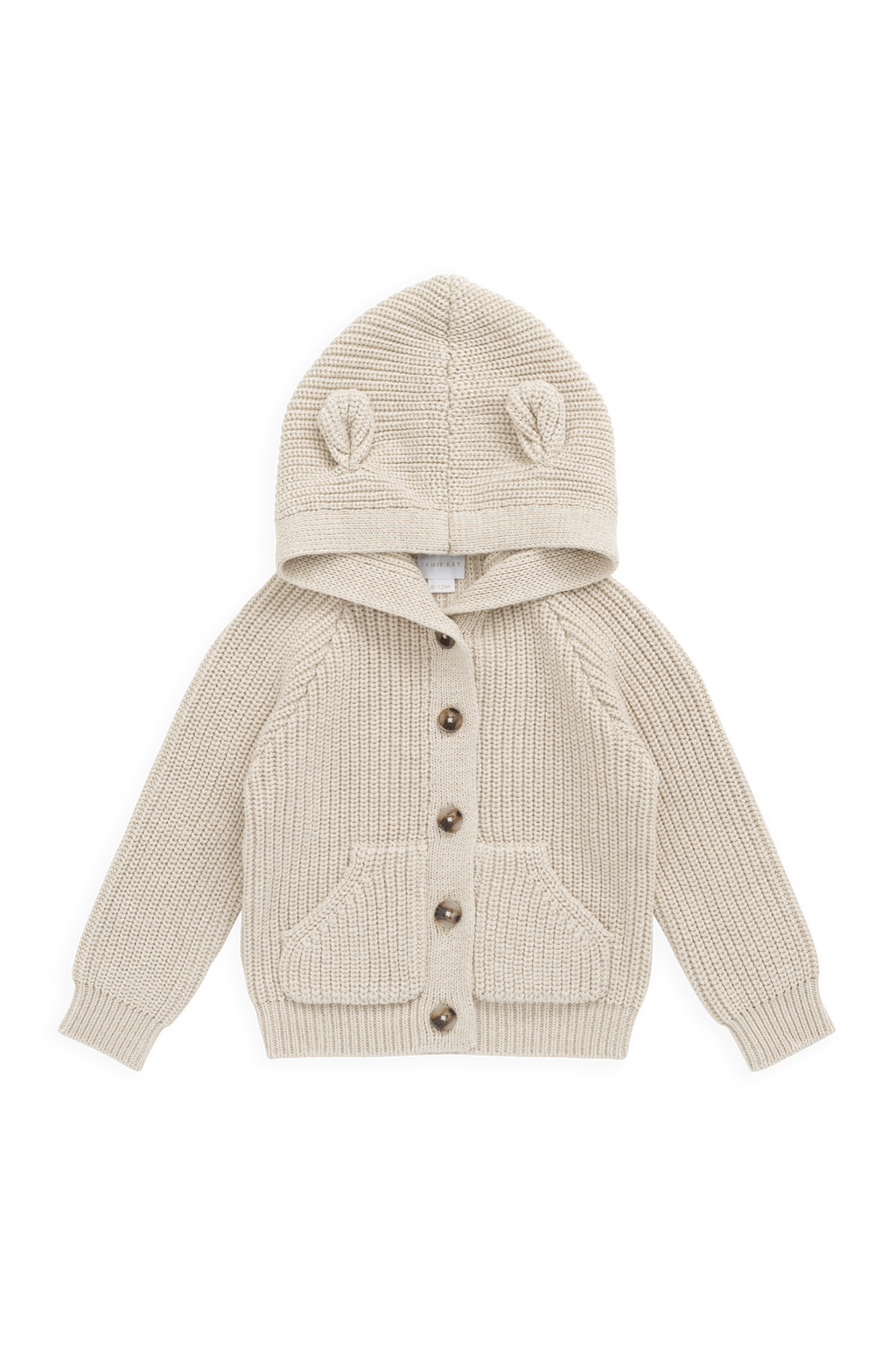 Gilet tricoté en coton à capuche oreilles avec poches avant pour bébés et tout-petits garçons de 0 à 5 ans