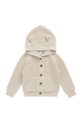 Gilet tricoté en coton à capuche oreilles avec poches avant pour bébés et tout-petits garçons de 0 à 5 ans