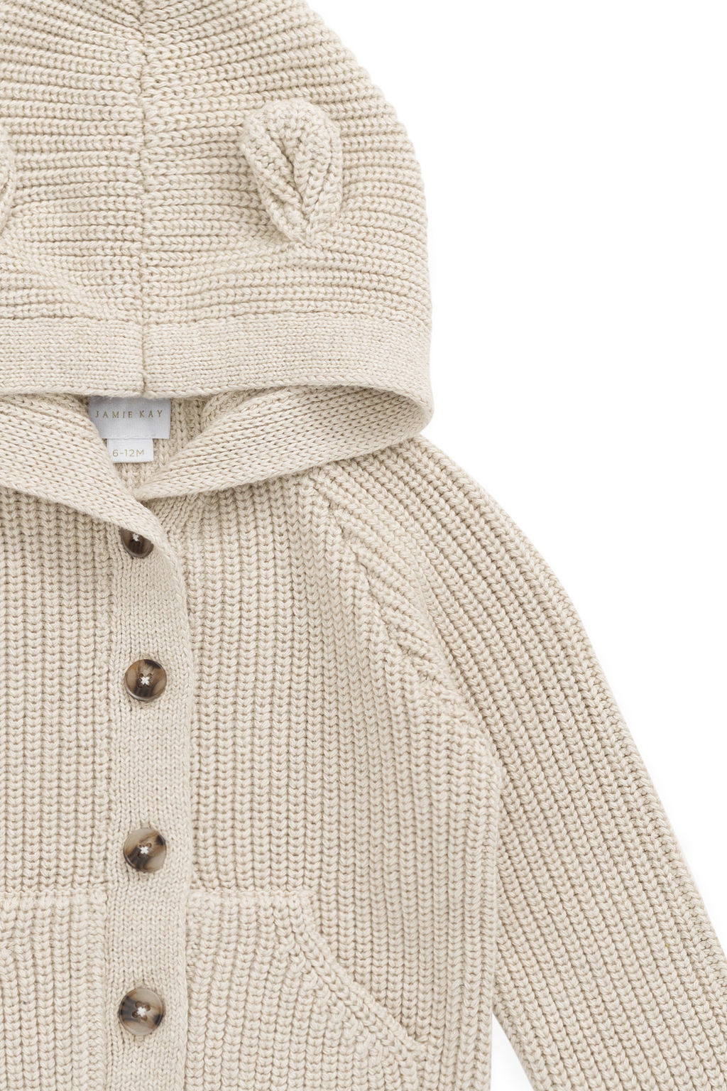 Gilet tricoté en coton à capuche oreilles avec poches avant pour bébés et tout-petits garçons de 0 à 5 ans