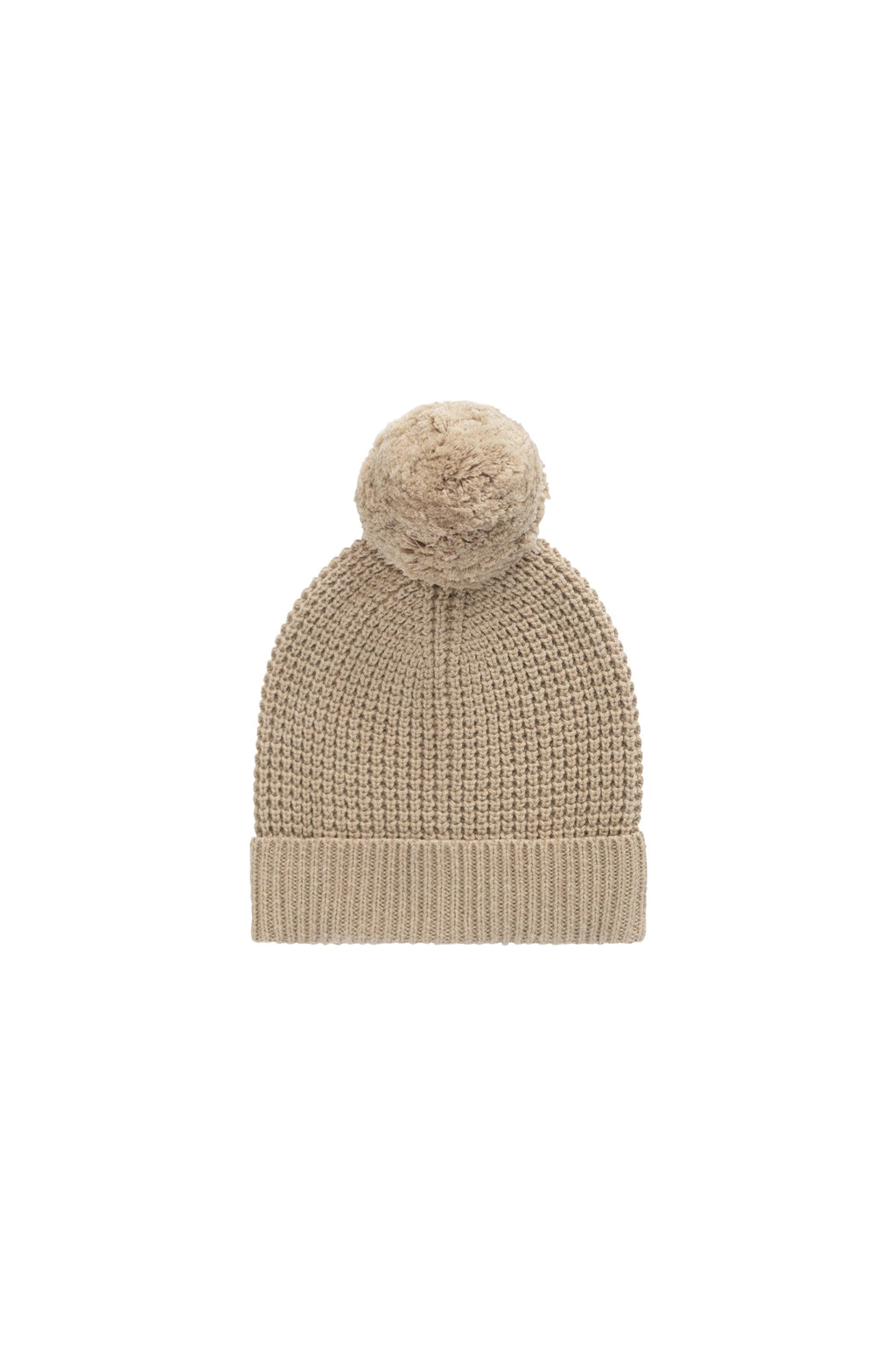 Bonnet en maille de coton doux couleur sable chiné avec revers côtelé pour bébés et enfants garçons et filles de 0 à 2 ans et plus