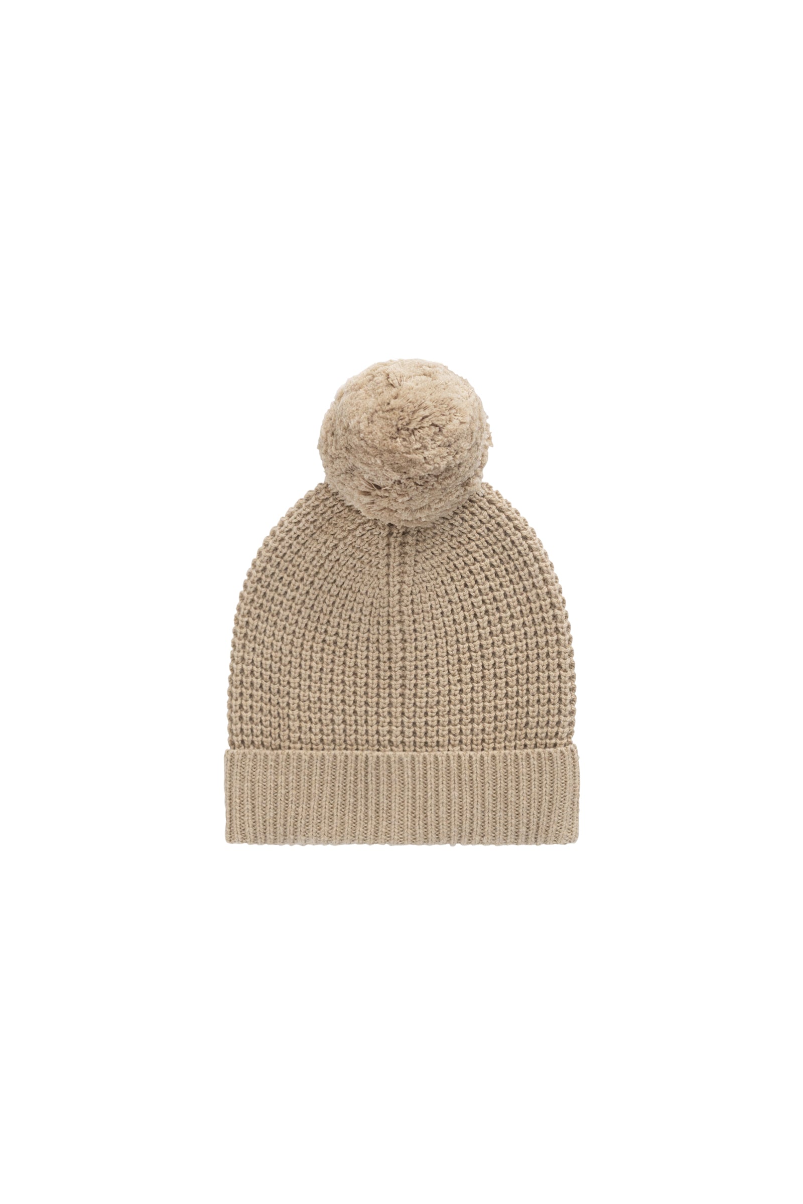 Bonnet en maille de coton doux couleur sable chiné avec revers côtelé pour bébés et enfants garçons et filles de 0 à 2 ans et plus
