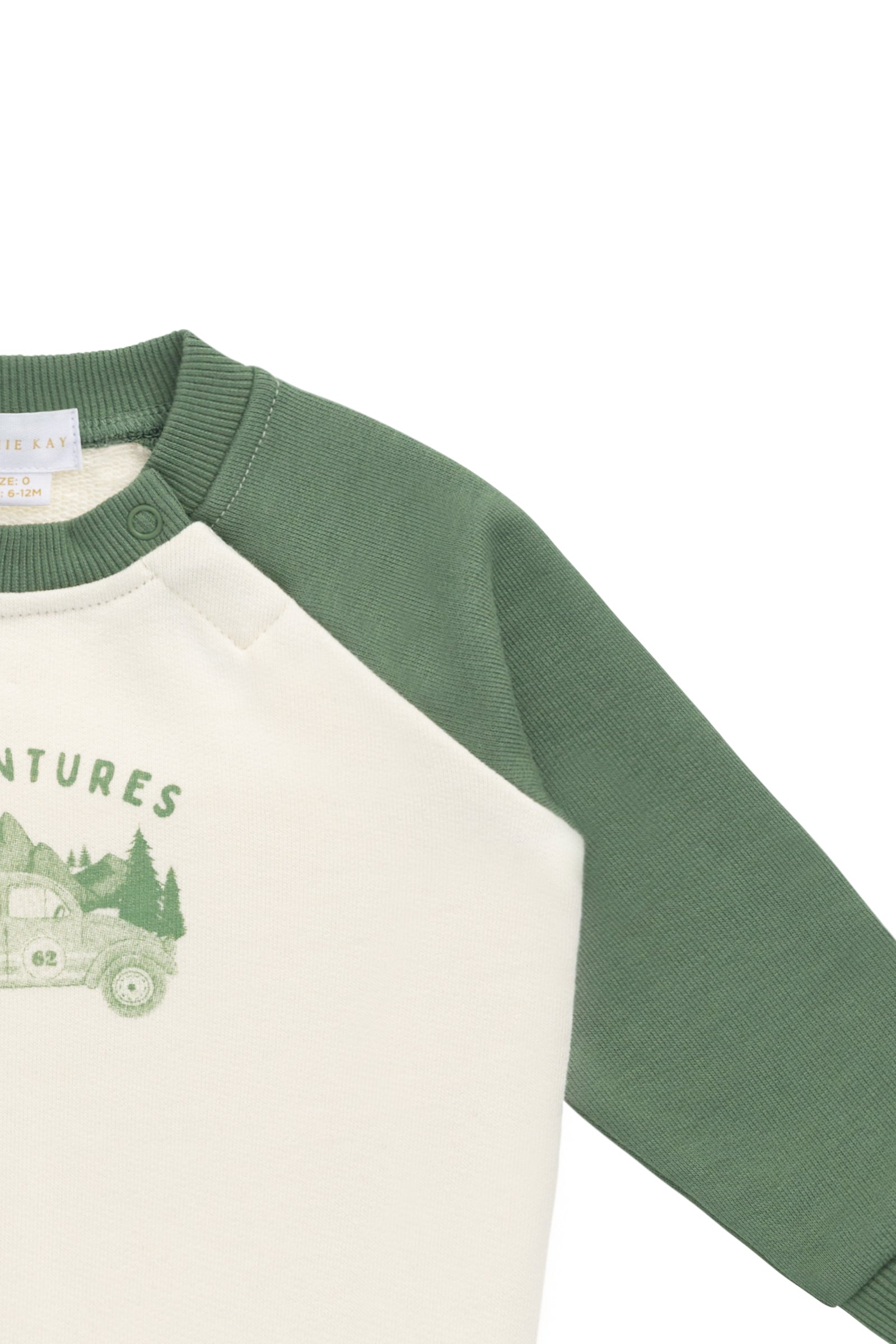 Sweat-shirt en coton bio avec imprimé "petite aventure ludique de petit pois" et bords-côtes pour bébés et petits garçons de 6 mois à 2 ans