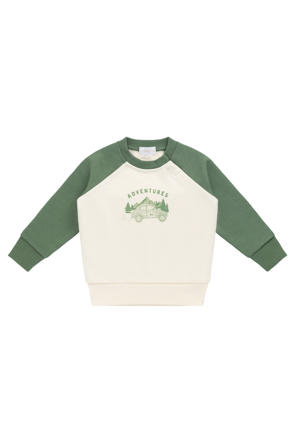 Sweat-shirt en coton bio avec imprimé "petite aventure ludique de petit pois" et bords-côtes pour bébés et petits garçons de 6 mois à 2 ans