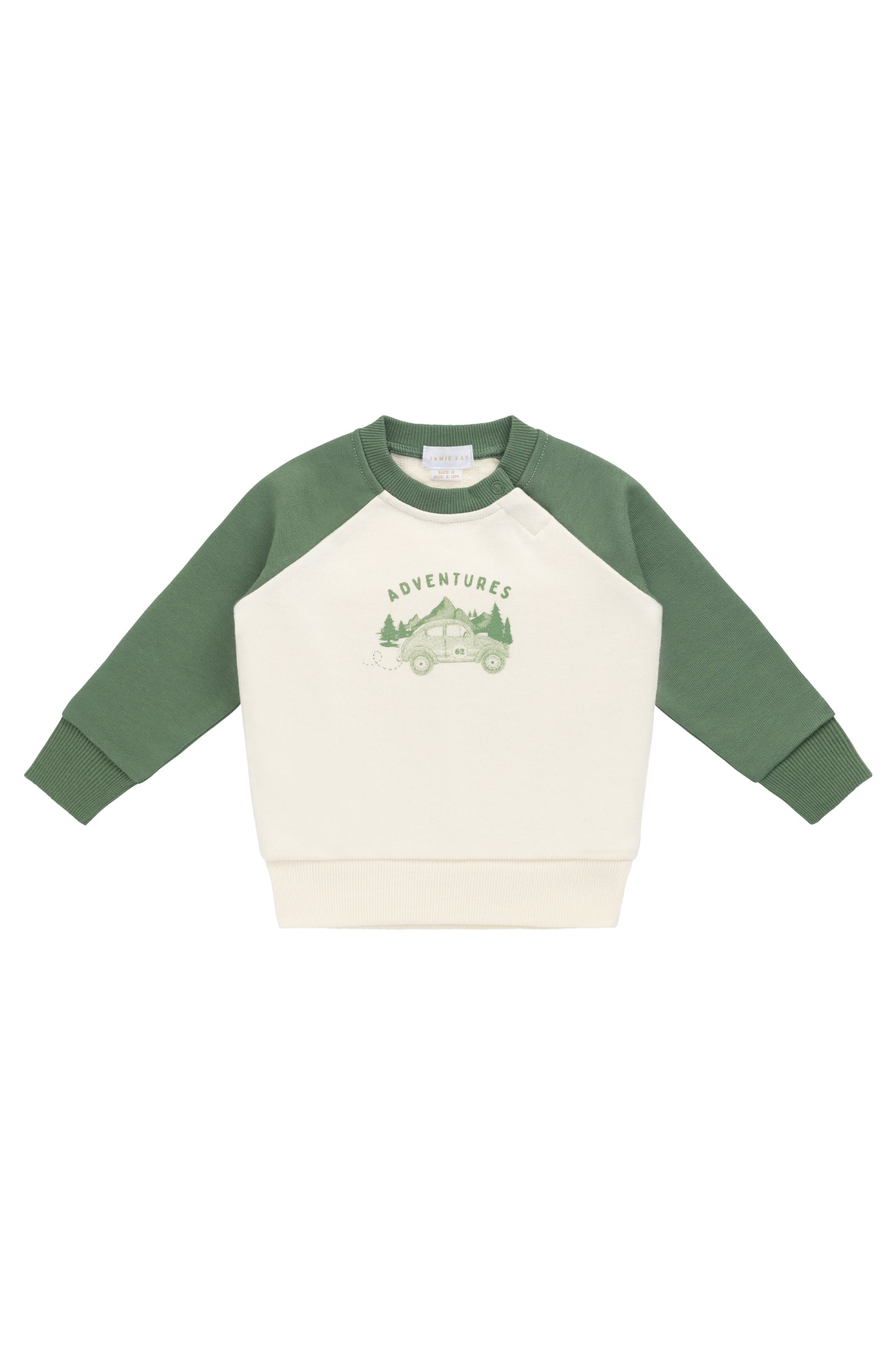 Sweat-shirt en coton bio avec imprimé "petite aventure ludique de petit pois" et bords-côtes pour bébés et petits garçons de 6 mois à 2 ans