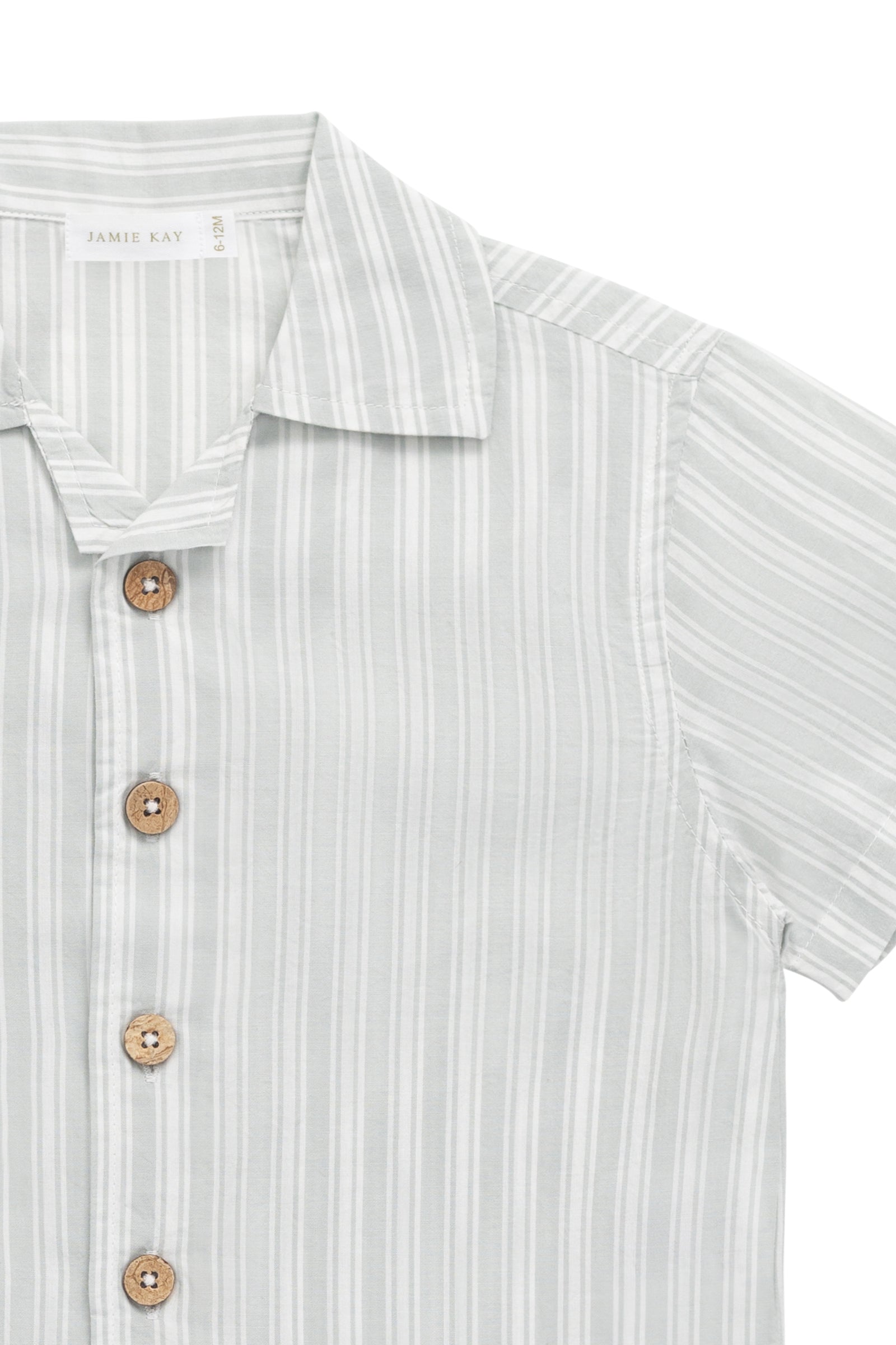 Chemise en coton biologique à rayures variées Coastal Shoreline avec boutonnage pour bébés et enfants garçons de 6 mois à 5 ans