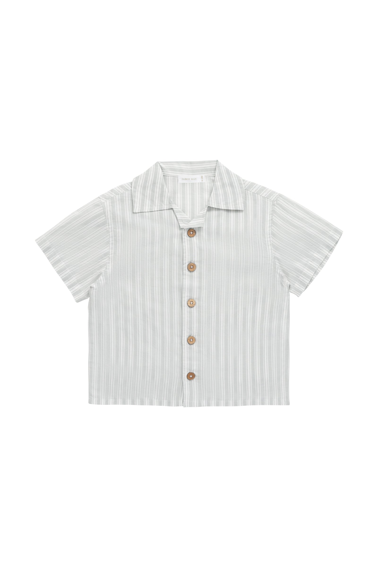 Chemise en coton biologique à rayures variées Coastal Shoreline avec boutonnage pour bébés et enfants garçons de 6 mois à 5 ans