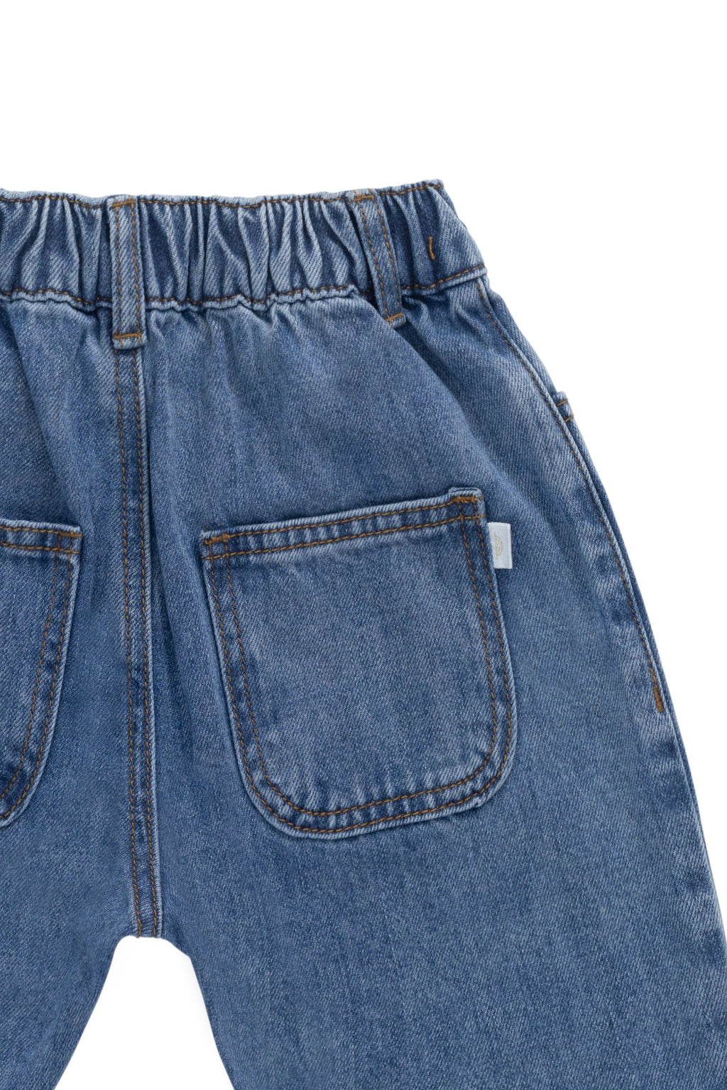 Pantalon en denim de coton uni, coupe décontractée et style vintage, avec taille élastique pour garçons de 4 à 5 ans