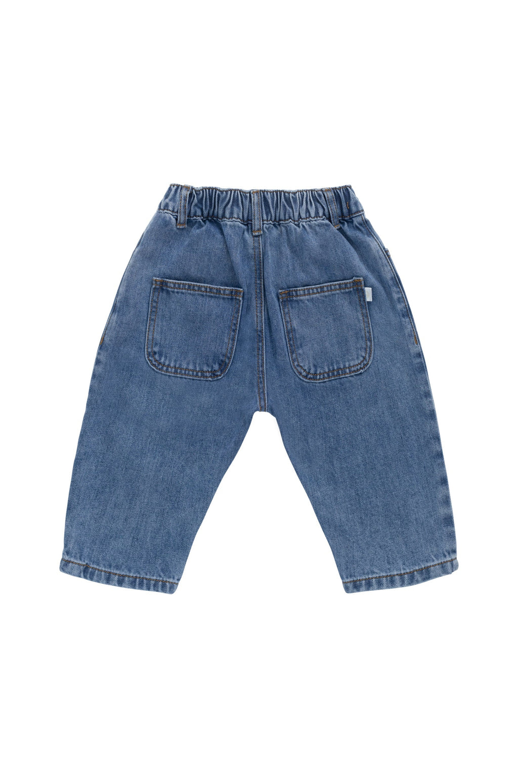 Pantalon en denim de coton uni, coupe décontractée et style vintage, avec taille élastique pour garçons de 4 à 5 ans
