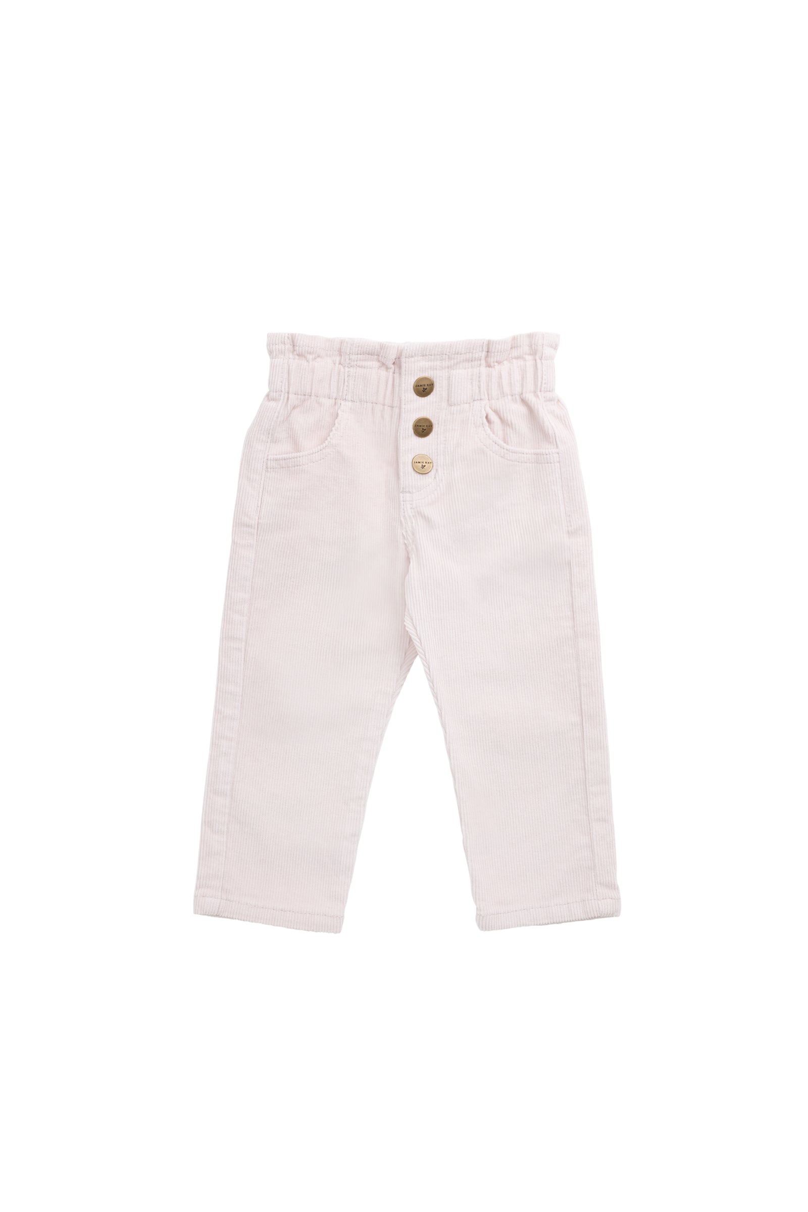 Pantalon en coton uni rose brumeux doux et romantique avec taille élastique pour bébés et petites filles de 6 mois à 5 ans