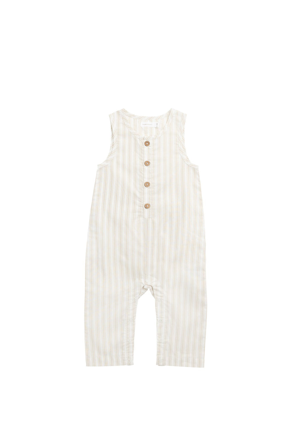Salopette en coton biologique à rayures multicolores en mousse décontractée avec boutons-pression pour bébés et tout-petits garçons 6M-4Y