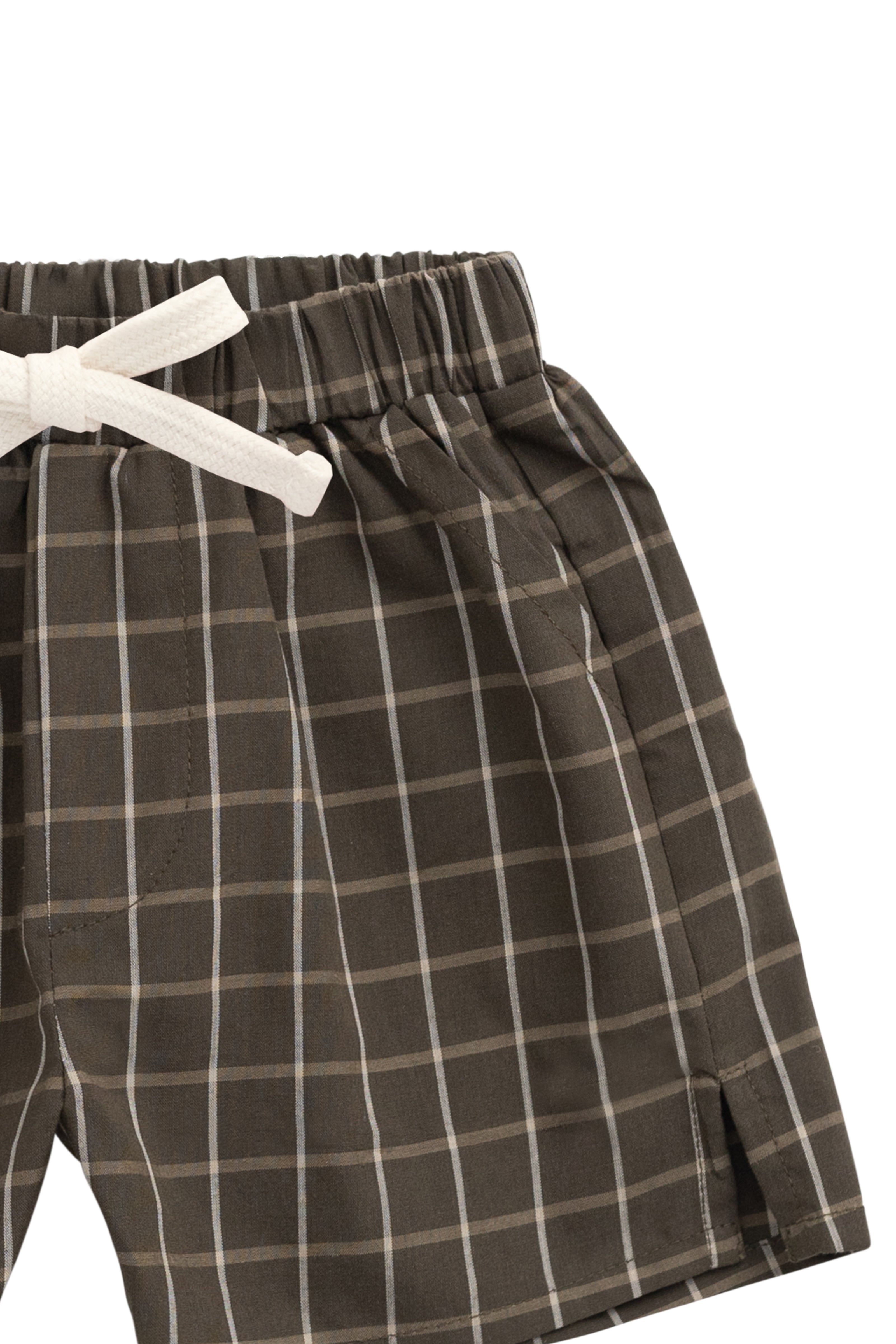 Short en coton biologique à grille panachée avec taille élastique pour bébés et tout-petits garçons 6 mois-1 an