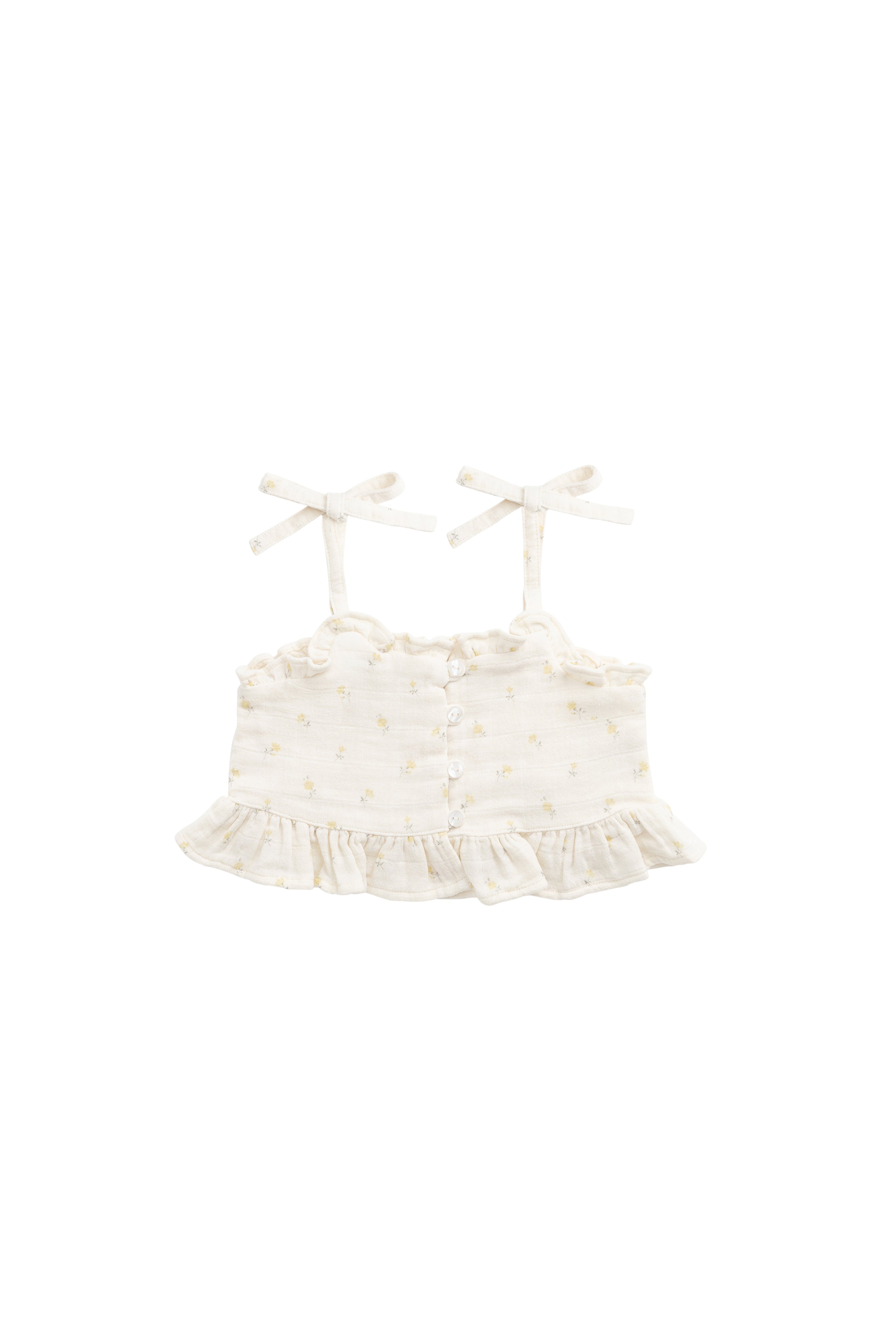 Haut en mousseline de coton biologique à imprimé fleuri vintage avec col à volants pour bébés et petites filles de 6 mois à 4 ans