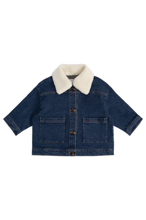 Blouson en jean uni indigo classique avec boutons à l'avant pour bébés et garçons de 6 mois à 8 ans