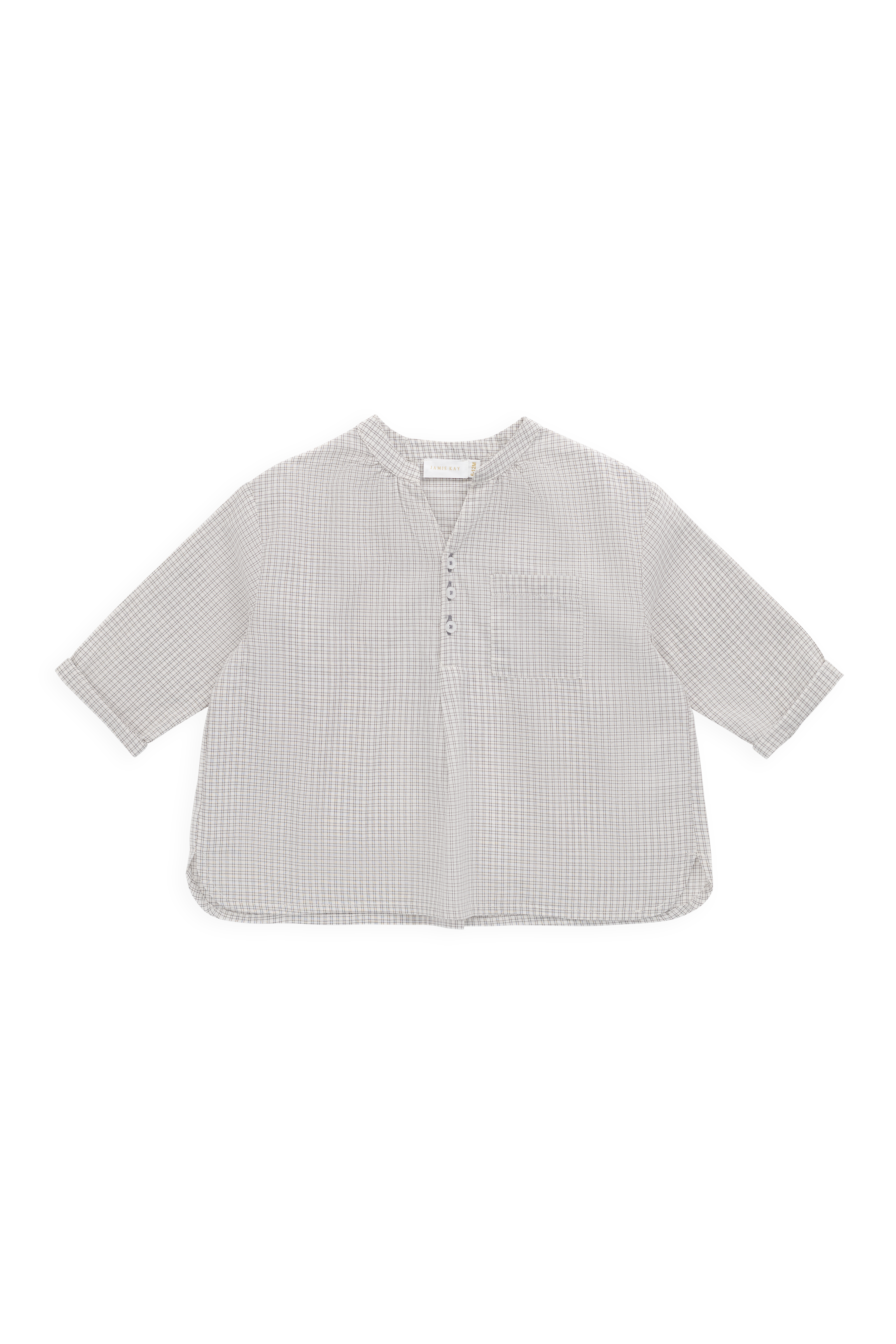 Haut Classique en Coton Biologique Tissé à Carreaux Cloud avec Patte de Boutonnage pour Bébés et Garçons de 6 Mois à 8 Ans