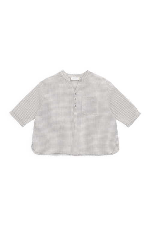 Haut Classique en Coton Biologique Tissé à Carreaux Cloud avec Patte de Boutonnage pour Bébés et Garçons de 6 Mois à 8 Ans